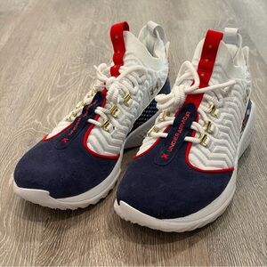 Under Armour Harper 9 Turf Baseball Shoes Mens 12 White Blue USA 3027440-101